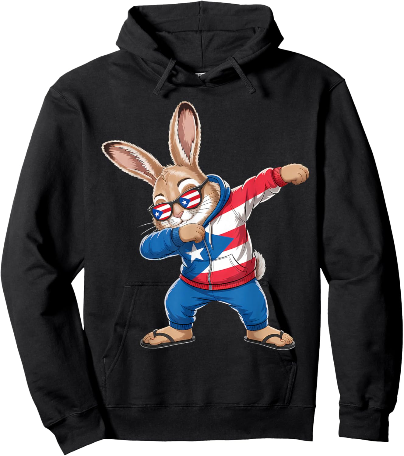 Puerto Rico Flag Rabbit Puerto Rican Bunny Hoodie - Hoodie | Black