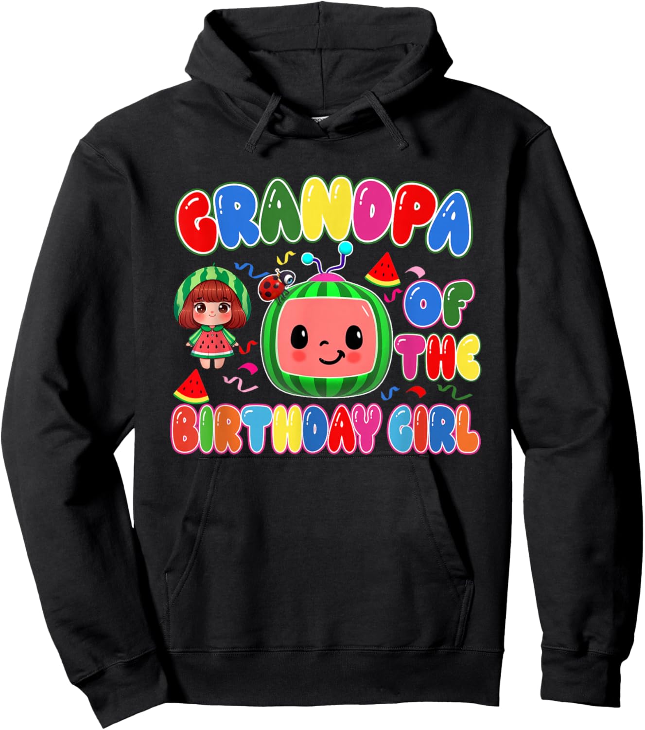 Grandpa of The Birthday Girl Melon Family Matching Funny Hoodie - Hoodie | Black