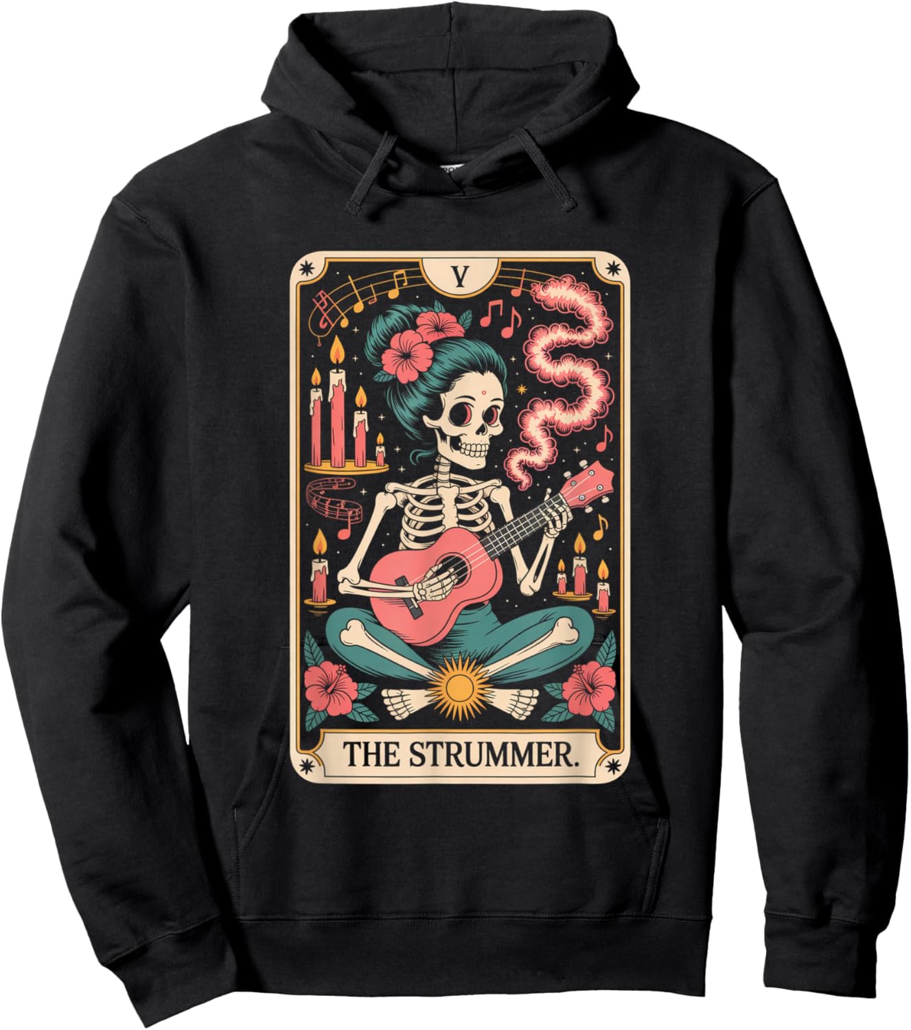 Tarot Guitar Gothic Ukulele Witchy Aesthetic Hoodie - Hoodie | Black