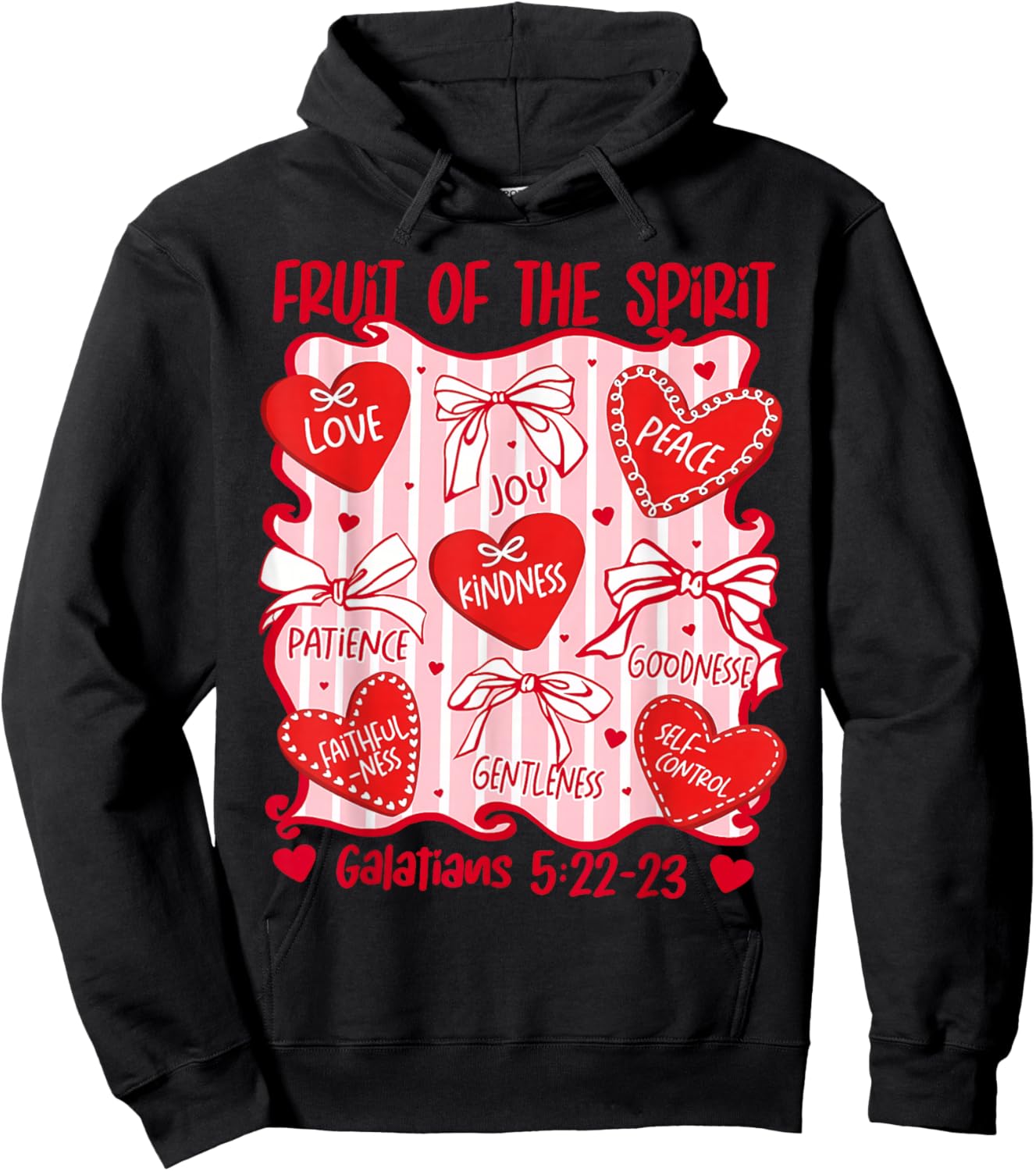 Fruit of The Spirit Christian Hearts Galatians 5:22-23 Hoodie - Hoodie | Black