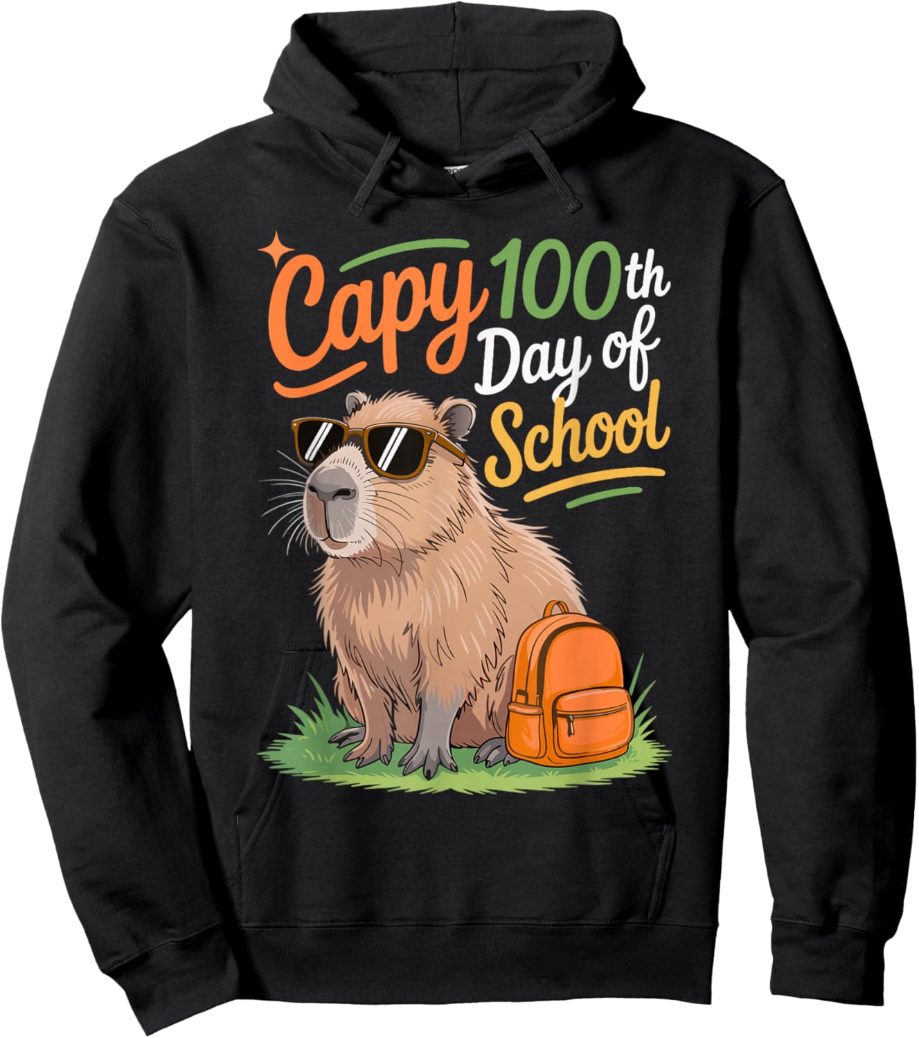 Fun Capy 100th Day of School Funny Capybara 100 Days Smarter Hoodie - Hoodie | Black