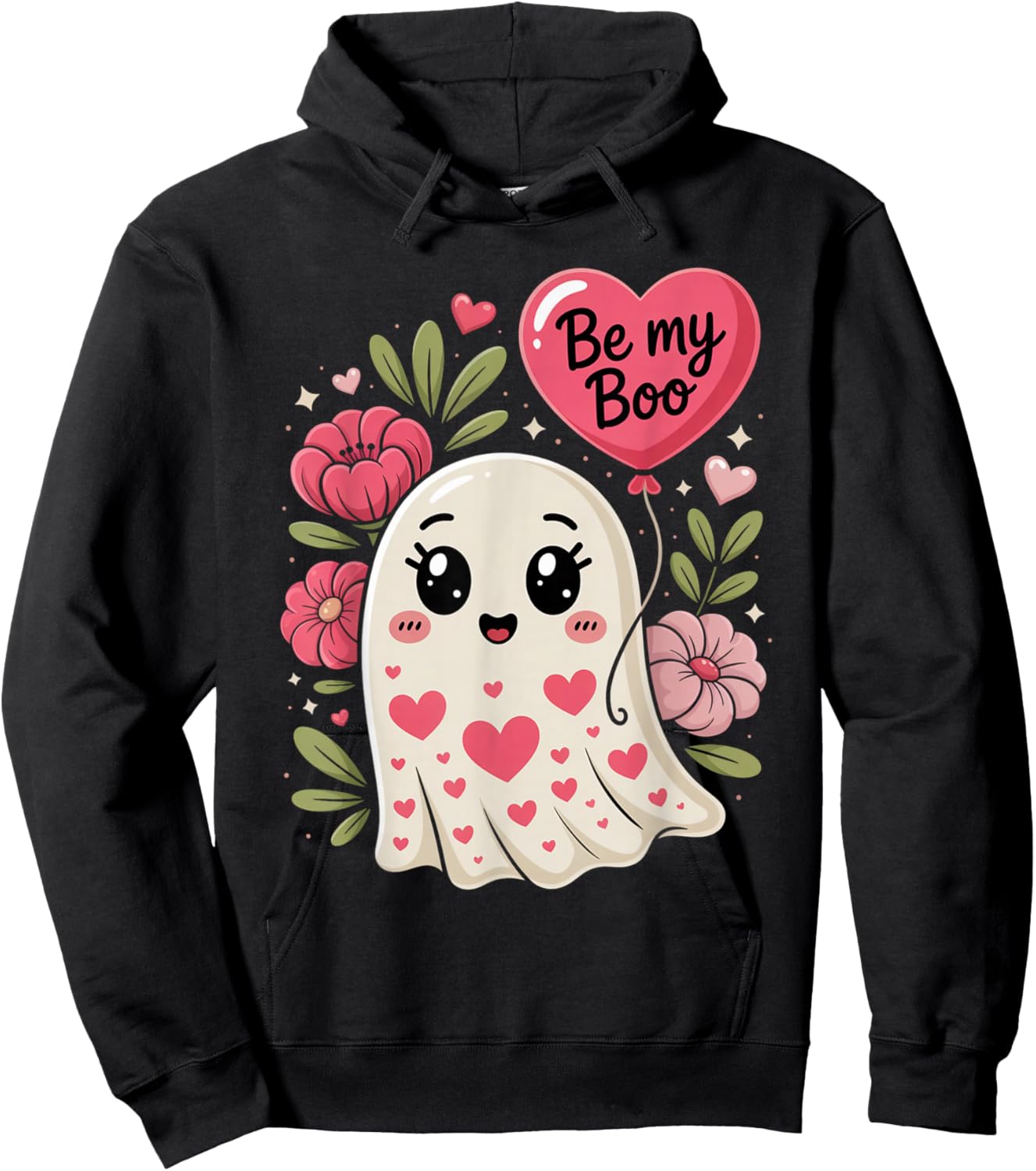 Be My Boo Cute Ghost Valentine´s Day Love Hoodie - Hoodie | Black