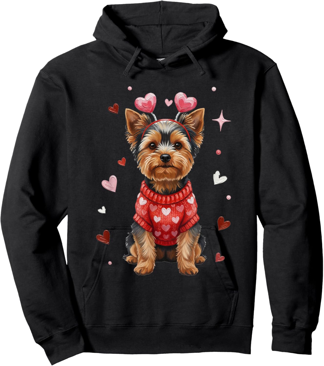 Cute Yorkshire Terrier Valentine Heart Valentines Day Hoodie - Hoodie | Black