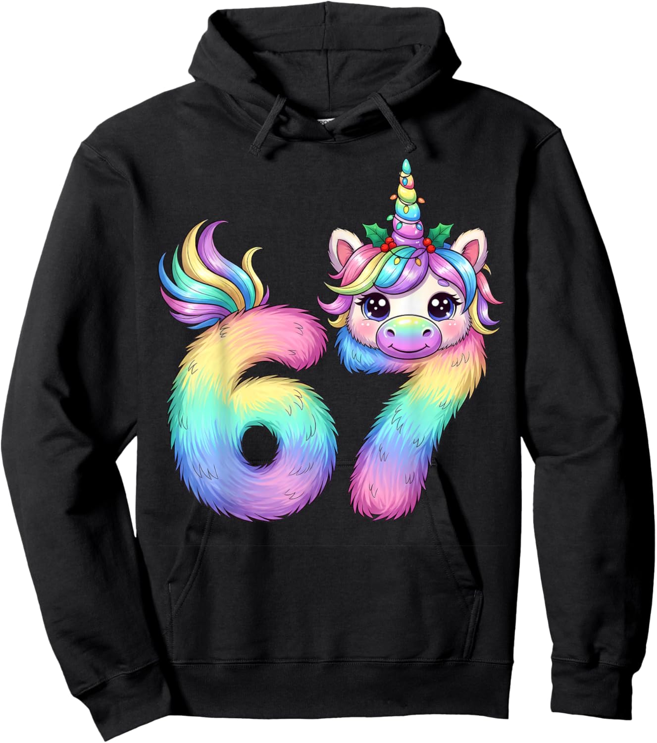 67 Unicorn Meme Girls Pajamas Funny Christmas Women Boy Girl Hoodie - Hoodie | Black