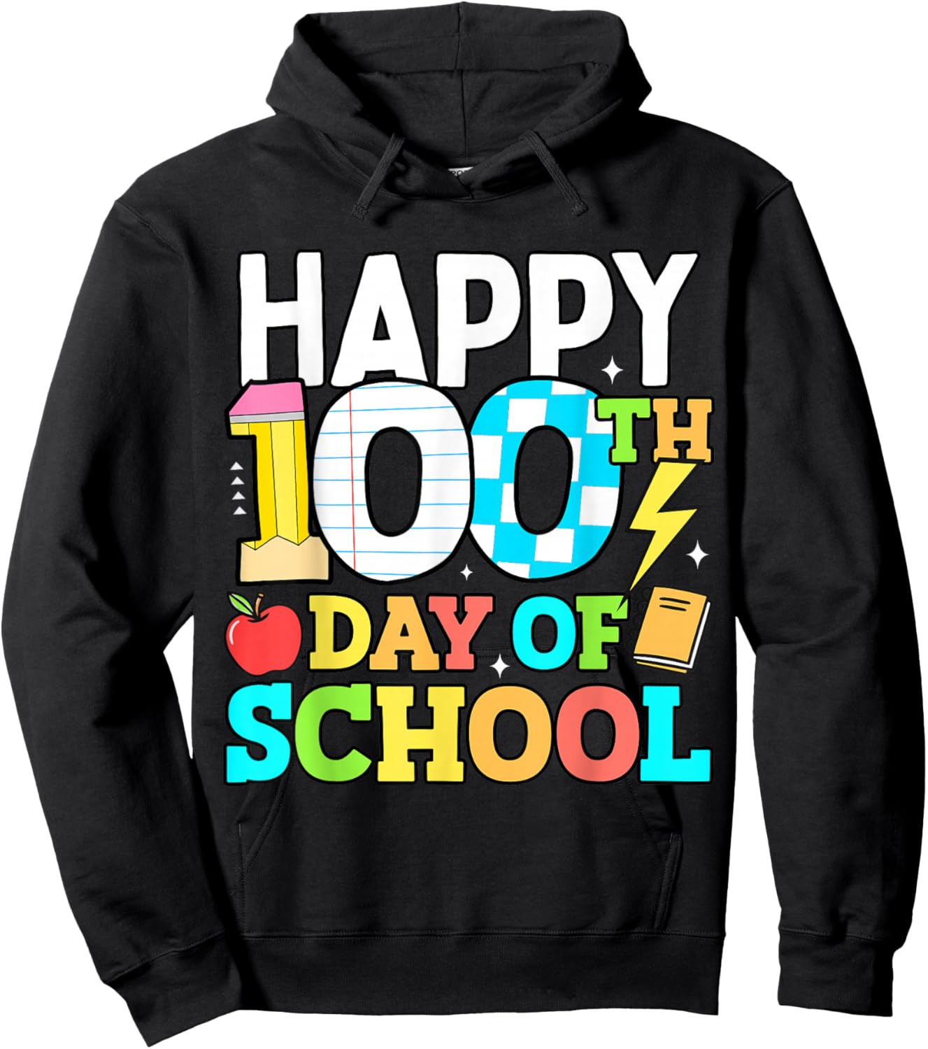 Happy 100 Days of School Teacher 100th Day of School Kids Hoodie - Hoodie | Black