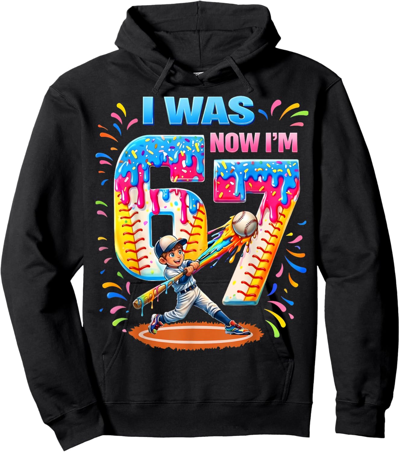 I was 6 Now I'm 7 Baseball Birthday Boy Gifts for Teens Kids Hoodie - Hoodie | Black
