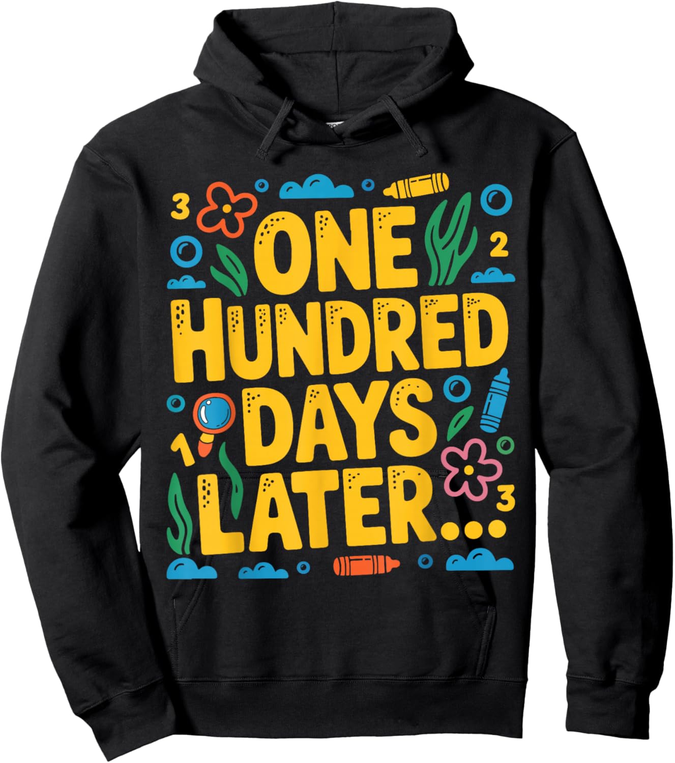 100 Days of School Kids Boys Girls One Hundred Days Later Hoodie - Hoodie | Black