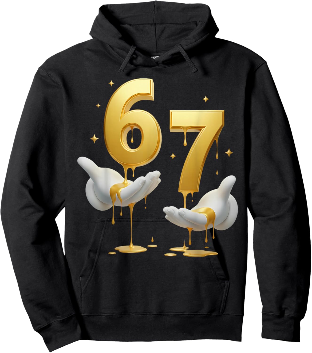 67 Hands Six Seven 6 7 Gold Drip Teens Boys Kids Dripping 67 Hoodie - Hoodie | Black