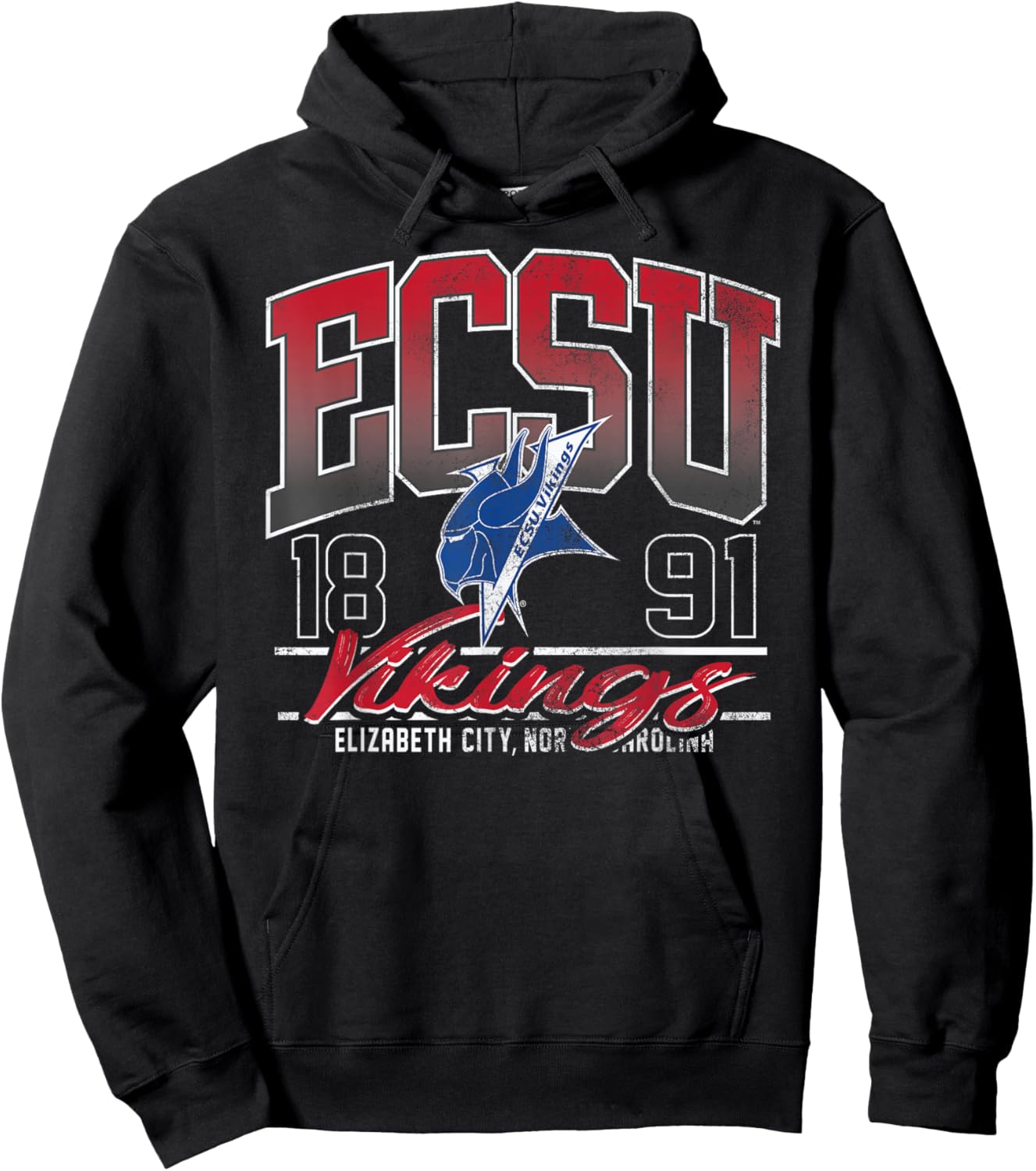 Elizabeth City State Vikings Vintage Kicking It Dark Heather Hoodie - Hoodie | Black