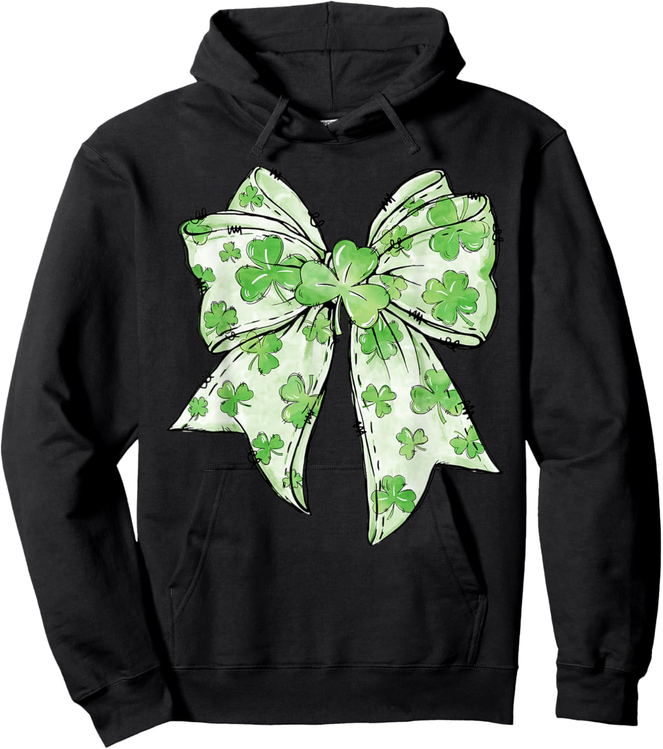 Coquette Bow St.Patrick's Day Lucky Shamrock Ireland Irish Hoodie - Hoodie | Black