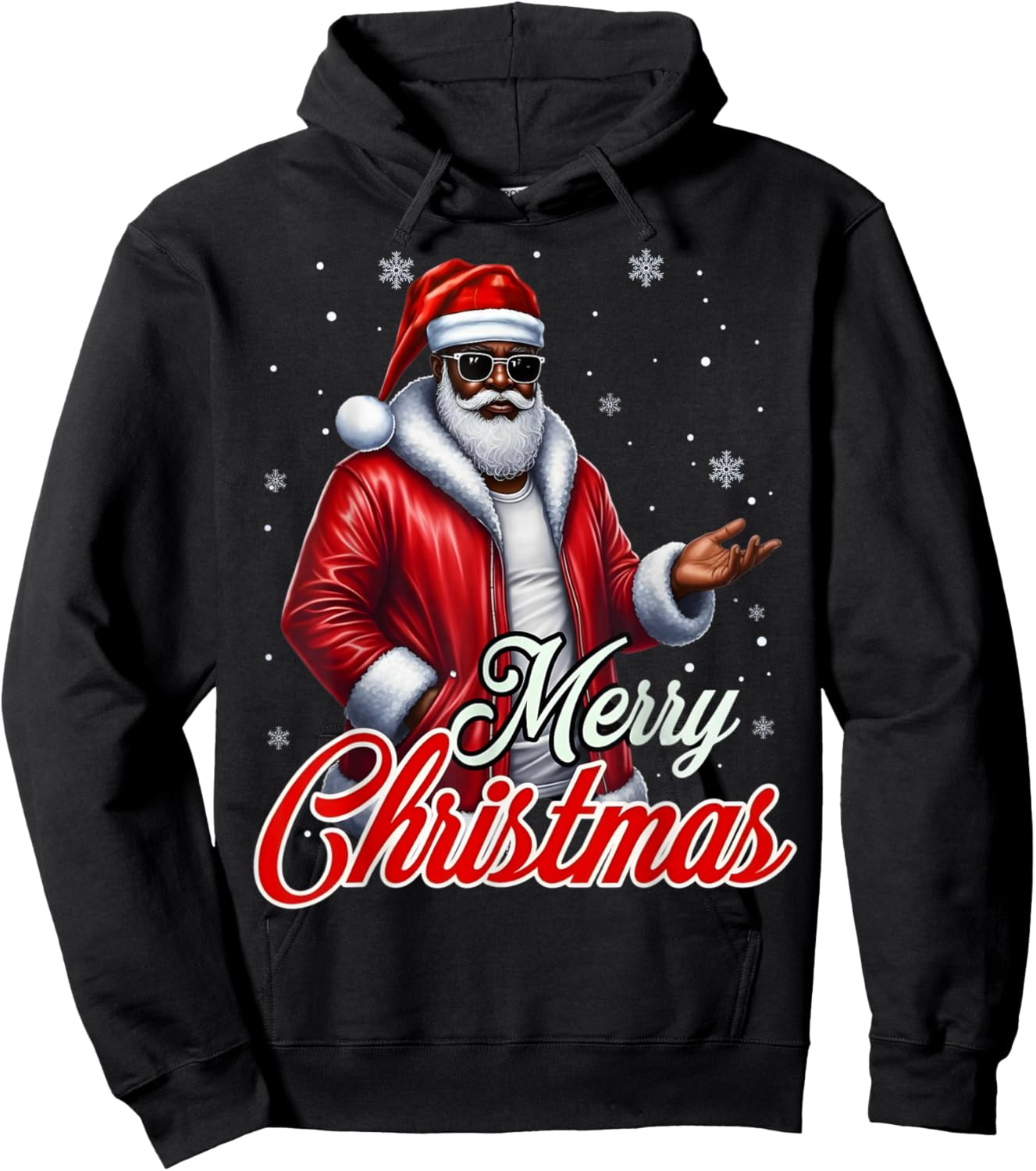 African American Santa Christmas Cool Black X-Mas Men Boy Hoodie - Hoodie | Black