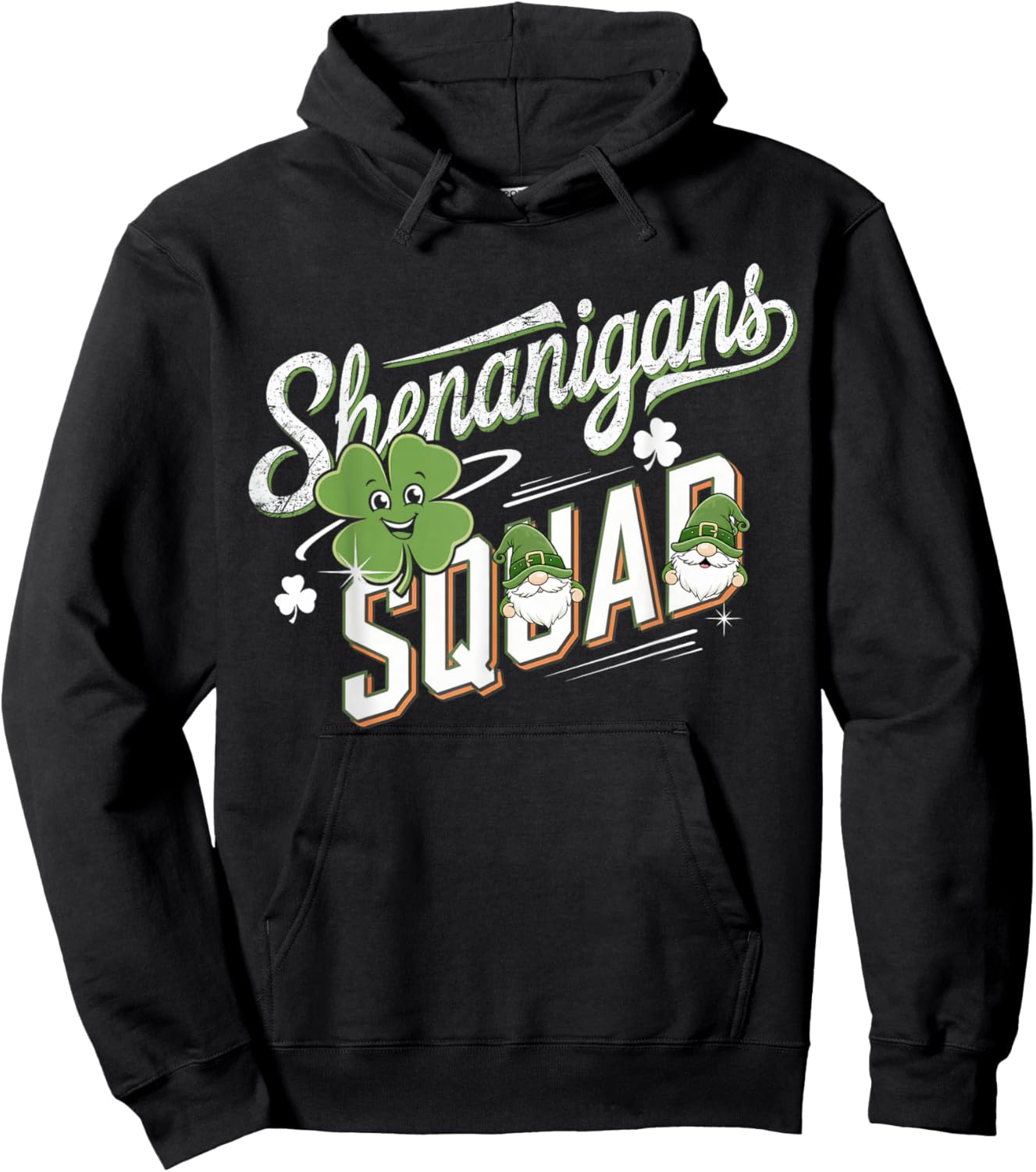 Shenanigans Squad Cute Gnome Irish Shamrock St Patrick’s Day Hoodie - Hoodie | Black