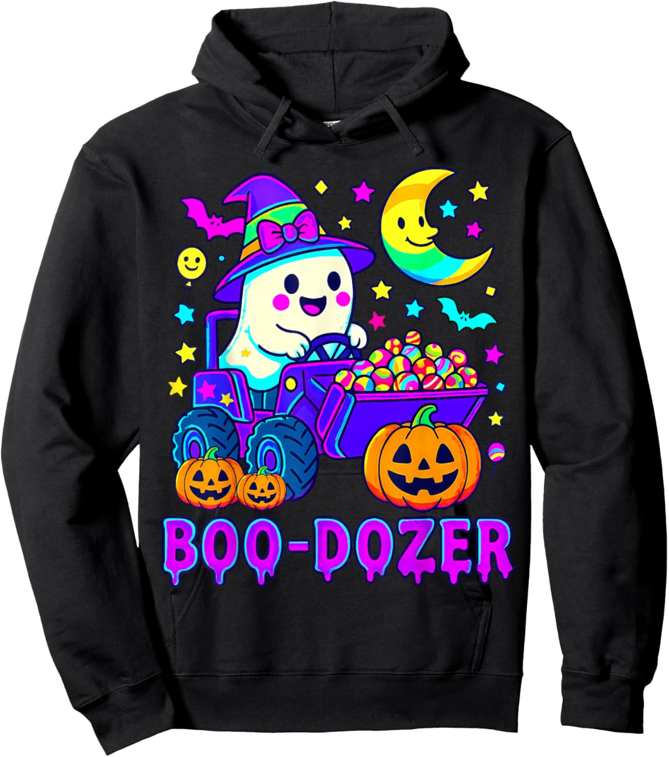 Boo Dozer Ghost Bulldozer Halloween Construction Trucks Hoodie - Hoodie | Black