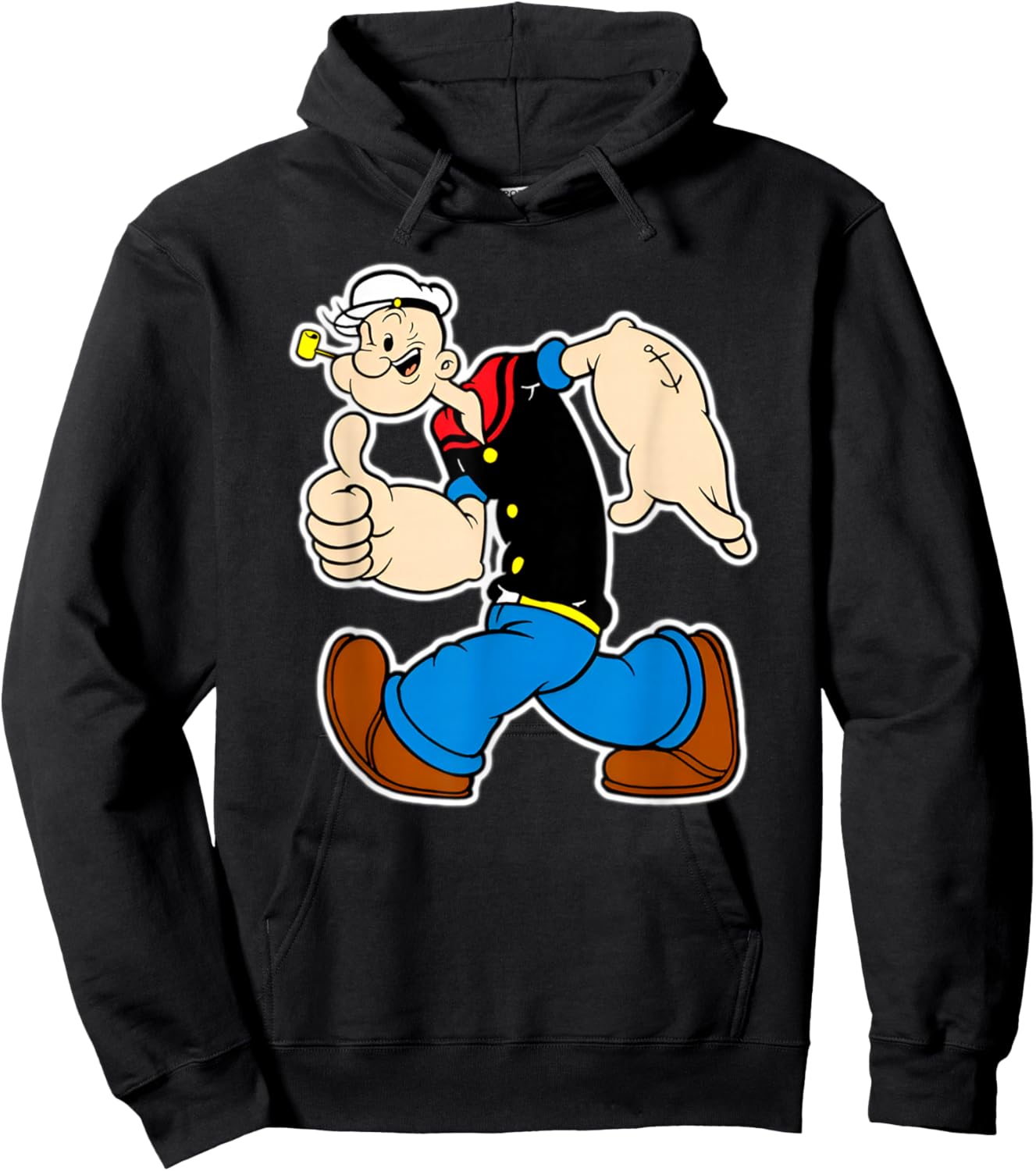 Vintage Pop Eye Cartoon Thumbs Up Hoodie - Hoodie | Black
