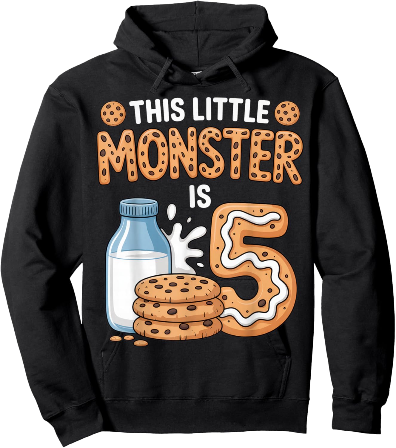 This Little Monster is 5 Cookie Birthday for Kids Party Hoodie - Hoodie | Black