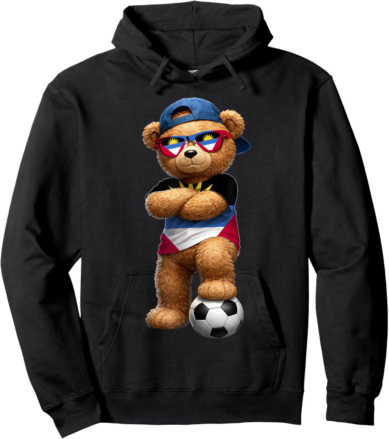 Antiguan Flag Teddy Player Sports Outfit for Antigua Hoodie - Hoodie | Black