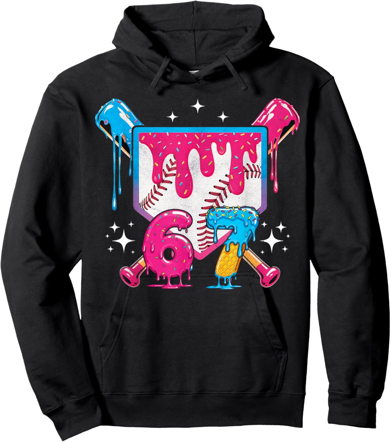 67 Six Seven Ice Cream Drip Baseball Boys Youth Hoodie - Hoodie | Black