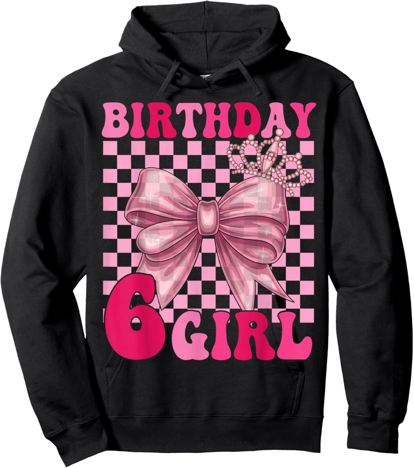 Its My 6th Birthday Girl Coquette Bow 6 Year Old Party Girl Hoodie - Hoodie | Black