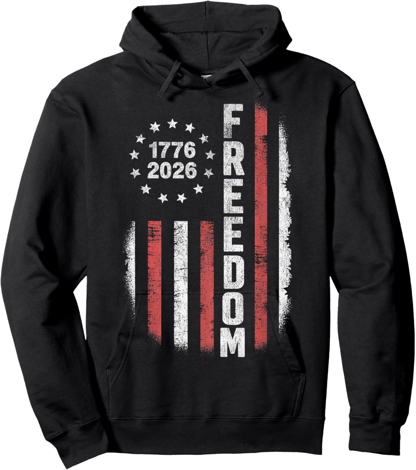 Vintage American Flag Hoodie - Hoodie | Black