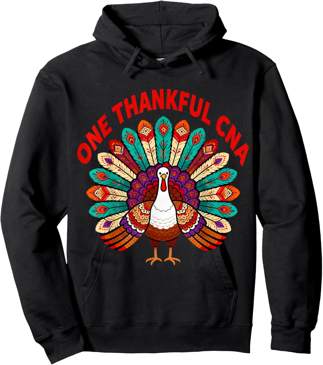 One Thankful CNA Turkey Thanksgiving Nurse Assistant Fall Hoodie - Hoodie | Black