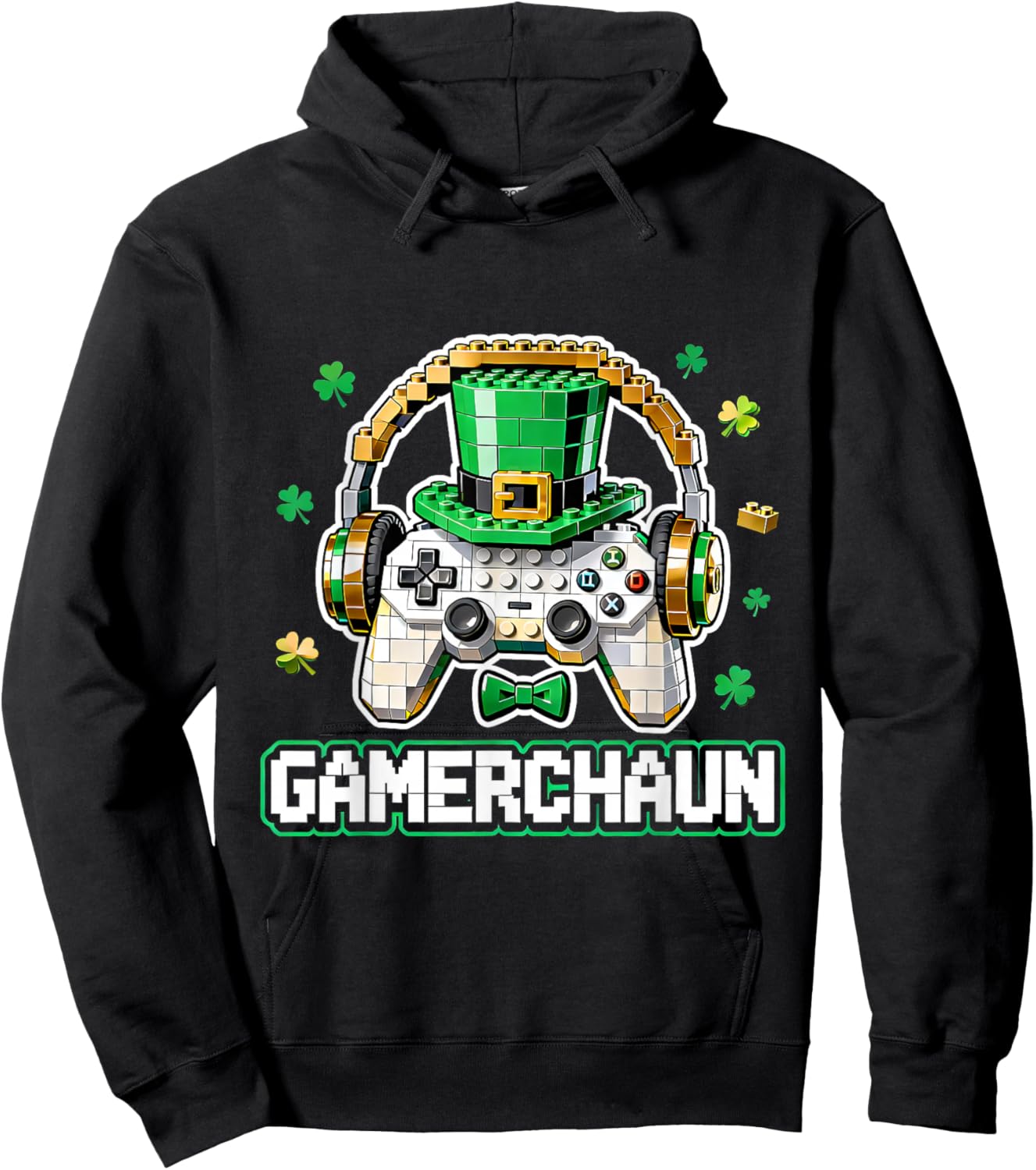 Gamerchaun Funny Leprechaun Gaming St Patricks Day Hoodie - Hoodie | Black