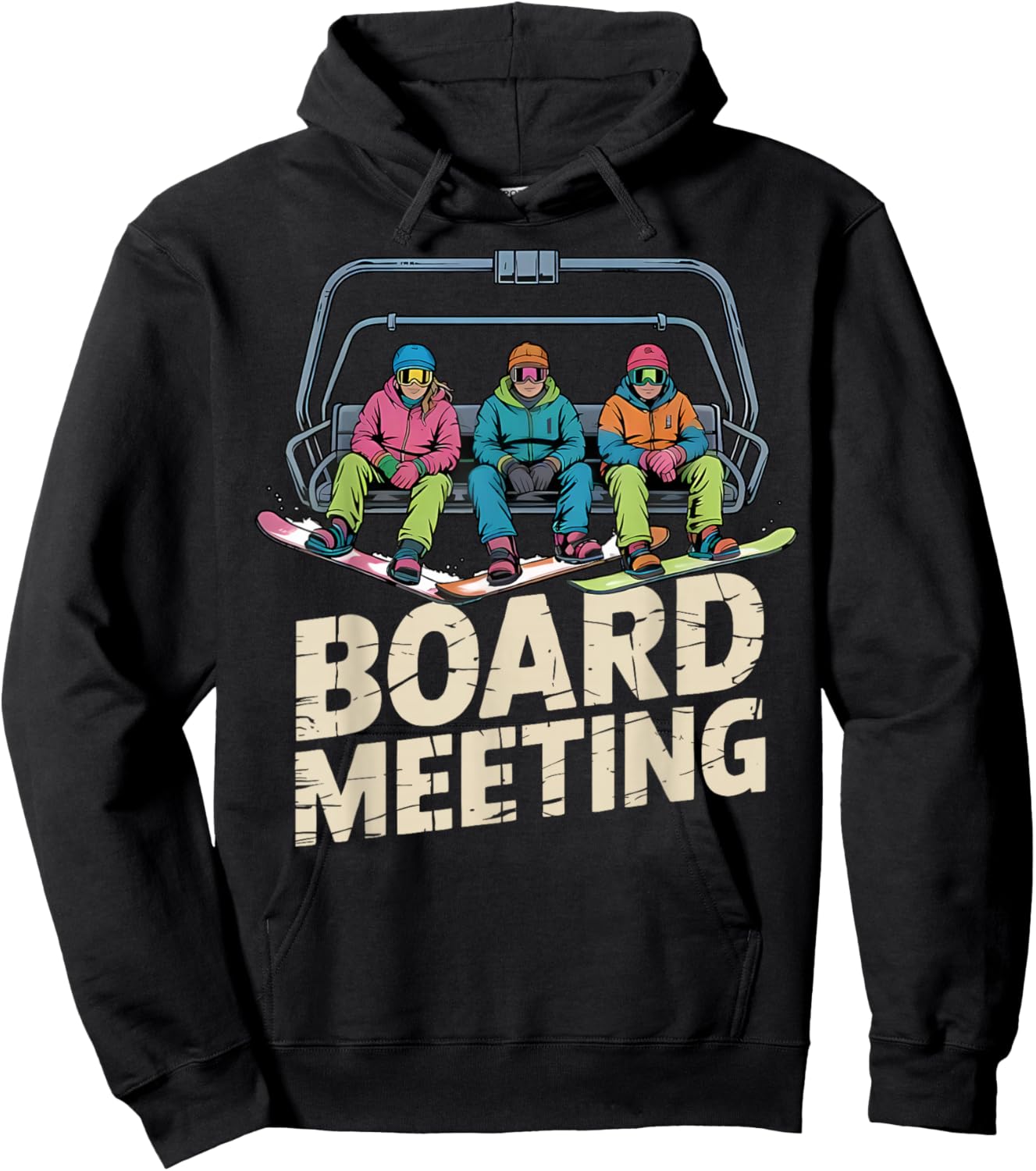 Snowboard Board Meeting Ski Lift Skier Winter Sports Hoodie - Hoodie | Black