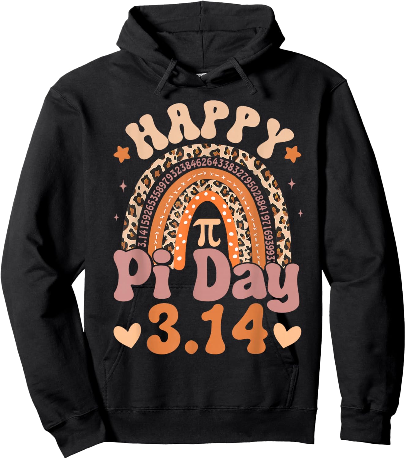 Happy Pi Day Shirts Pi Math Teacher 3.14 Leopard Rainbow Hoodie - Hoodie | Black
