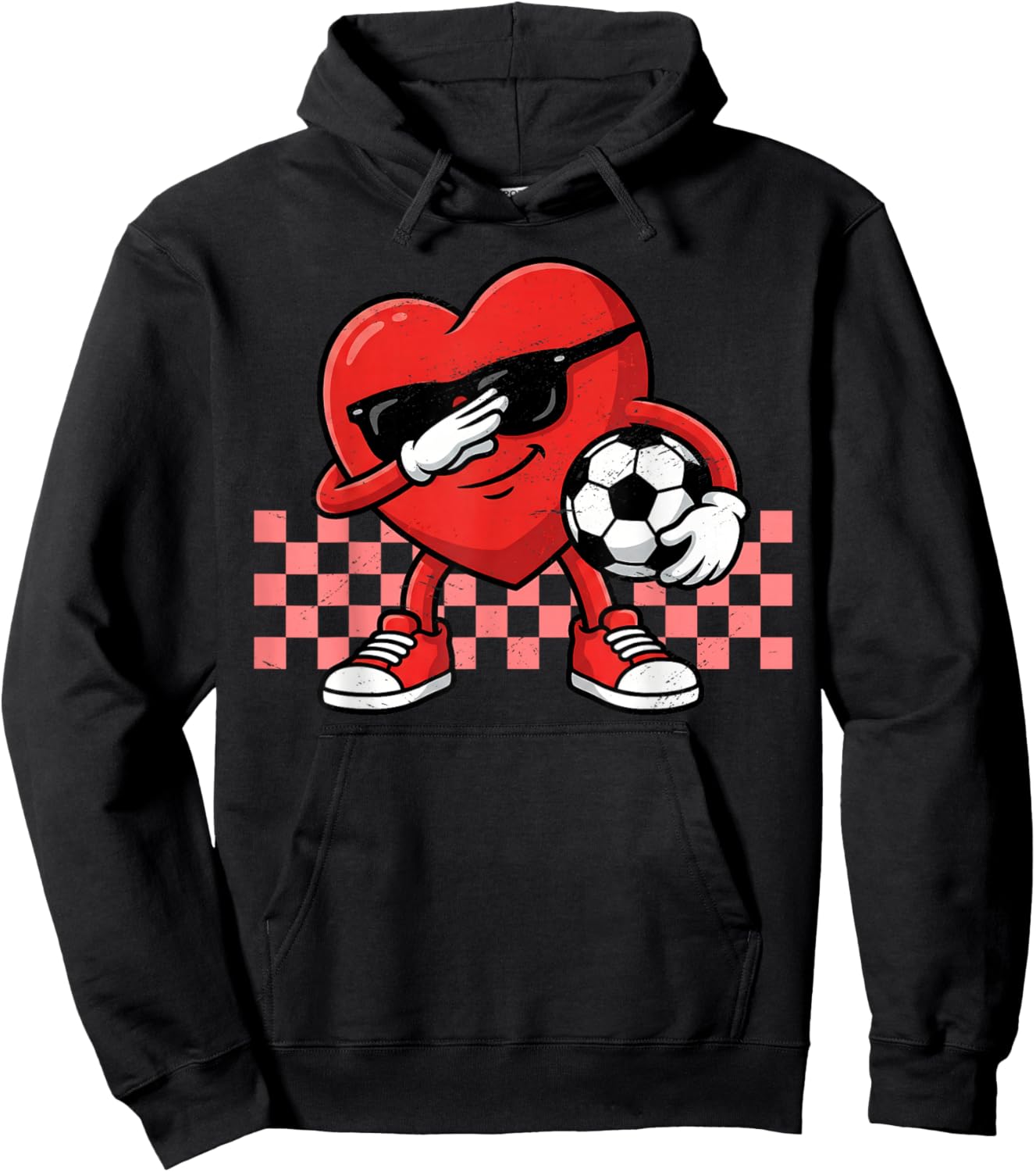Boys Valentines Day Football Dab Soccer Heart Men Kids Teens Hoodie - Hoodie | Black