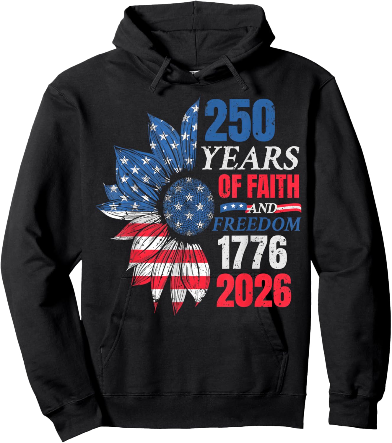 4th of July American Flag Vintage 250 Years 1776 2026 USA Hoodie - Hoodie | Black
