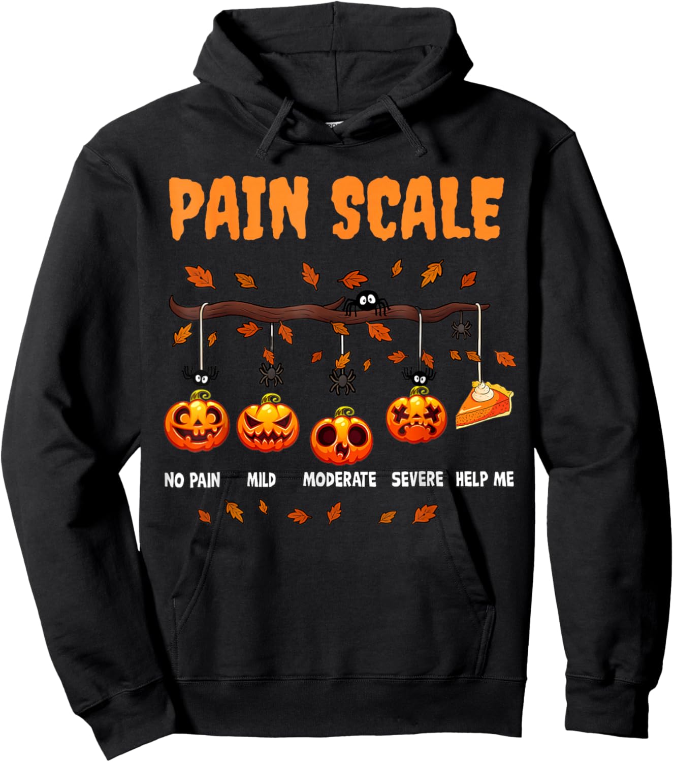 Halloween Pain Scale Funny Pumpkin Design for Fall Hoodie - Hoodie | Black