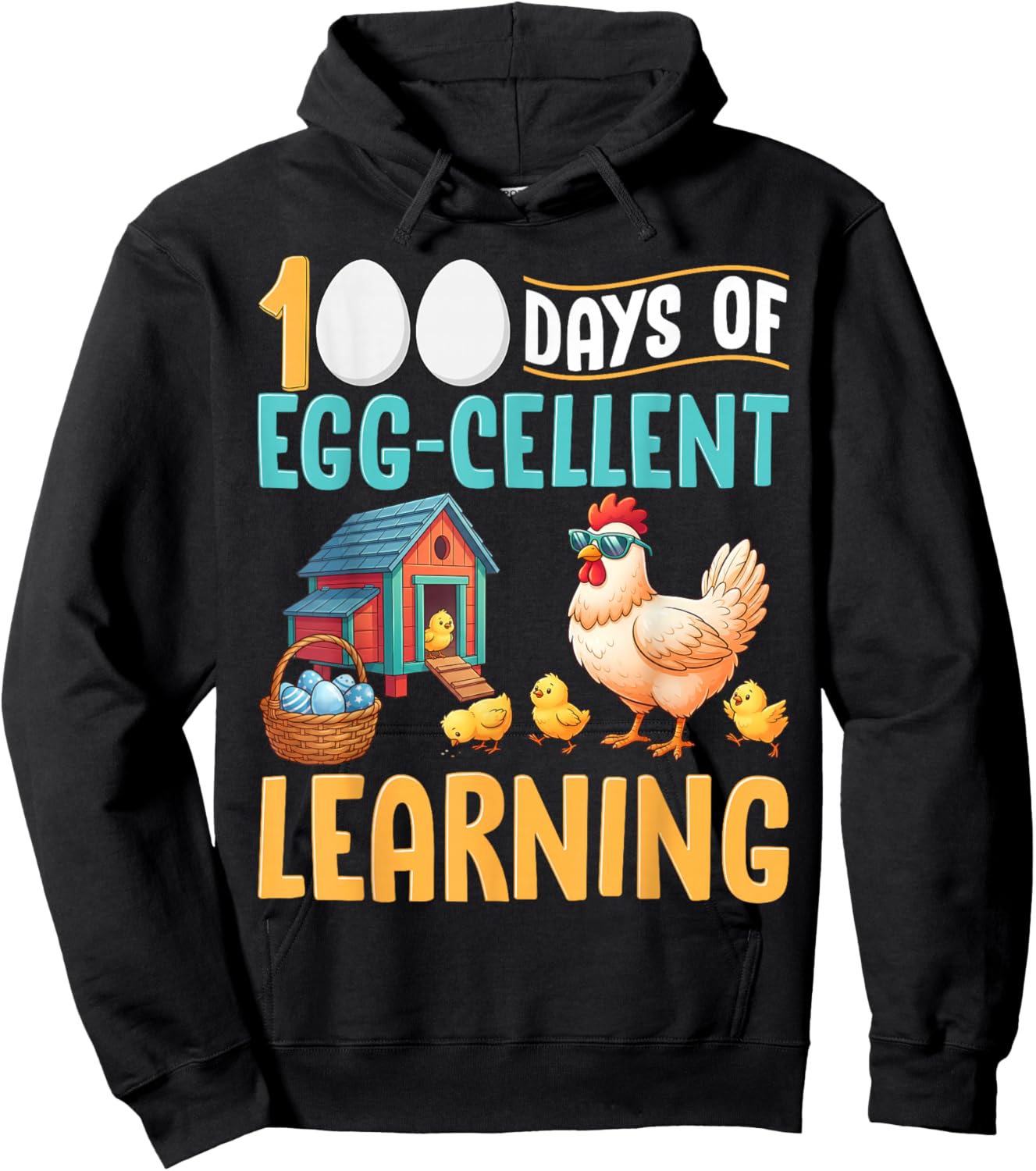 100 Days Smarter Funny Chicken 100th Day of School Hoodie - Hoodie | Black