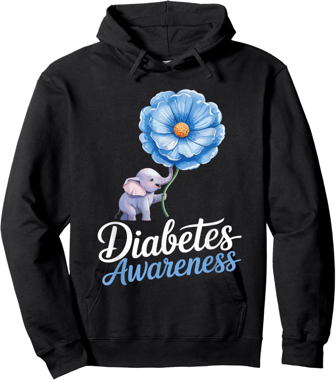 Elephants Sunflower Diabetes Awareness Day Hoodie - Hoodie | Black