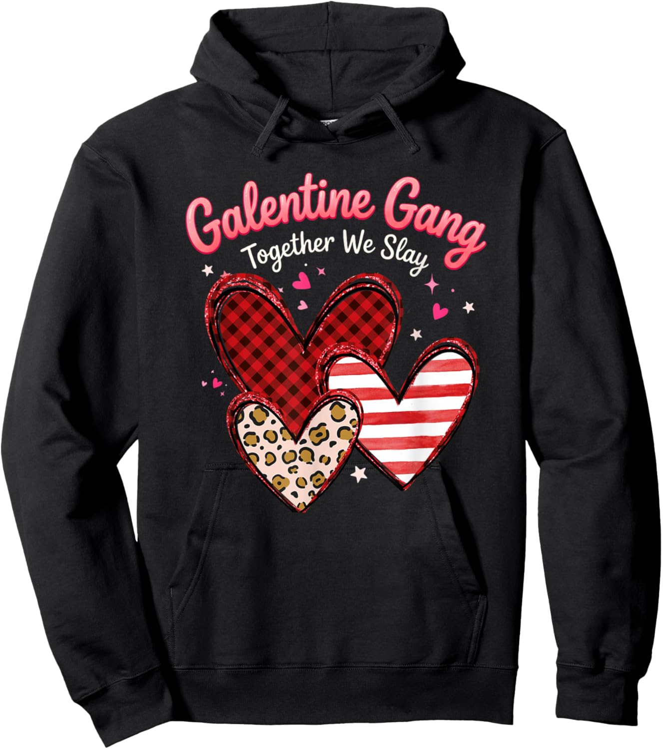 Valentines Day Galentines Gang Hearts Valentine Women Girls Hoodie - Hoodie | Black