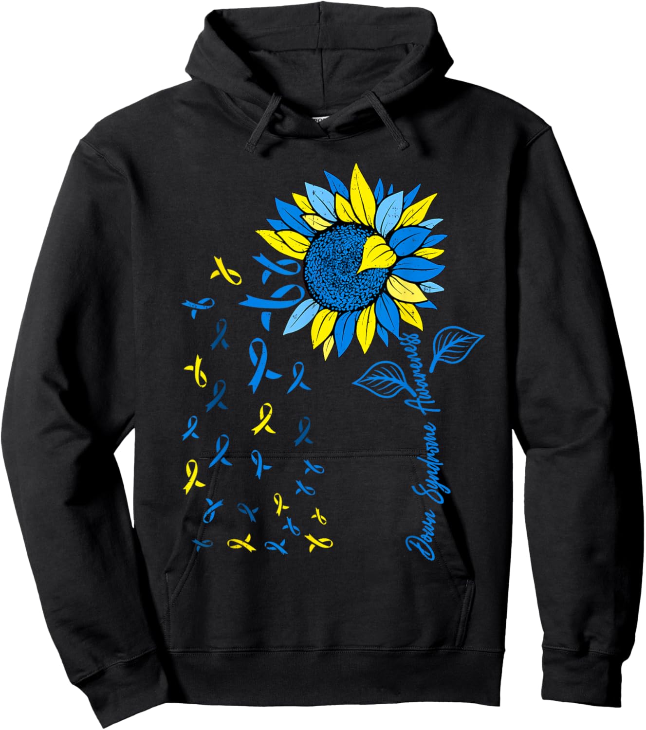 Sunflower Down Syndrome Awareness T21 Trisomy 21 Men Women Hoodie - Hoodie | Black