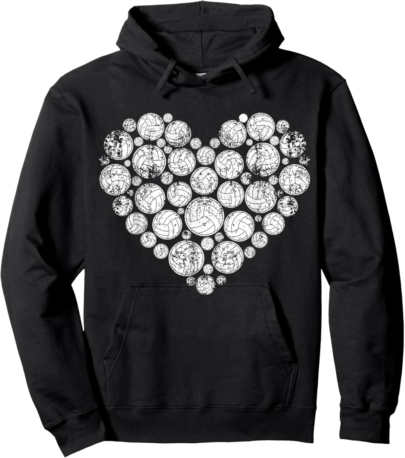 Volleyball Heart Valentine's Day Volleyball Lover Women Girl Hoodie - Hoodie | Black