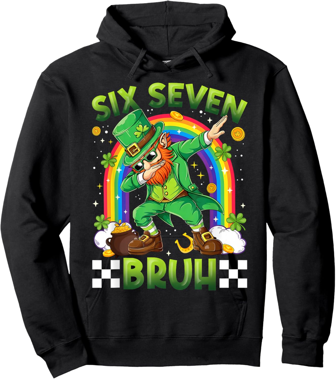 St Patrick's Day Six Seven 67 Bruh Dabbing Leprechaun Hoodie - Hoodie | Black