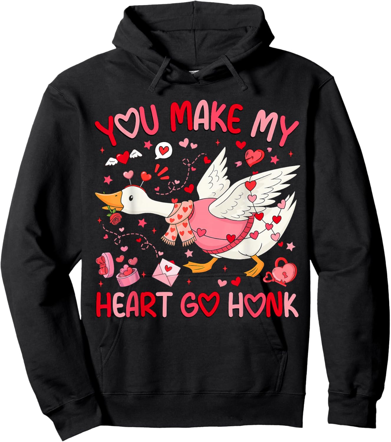 You Make My Heart Go Honk Valentine Goose Heart Silly Goose Hoodie - Hoodie | Black