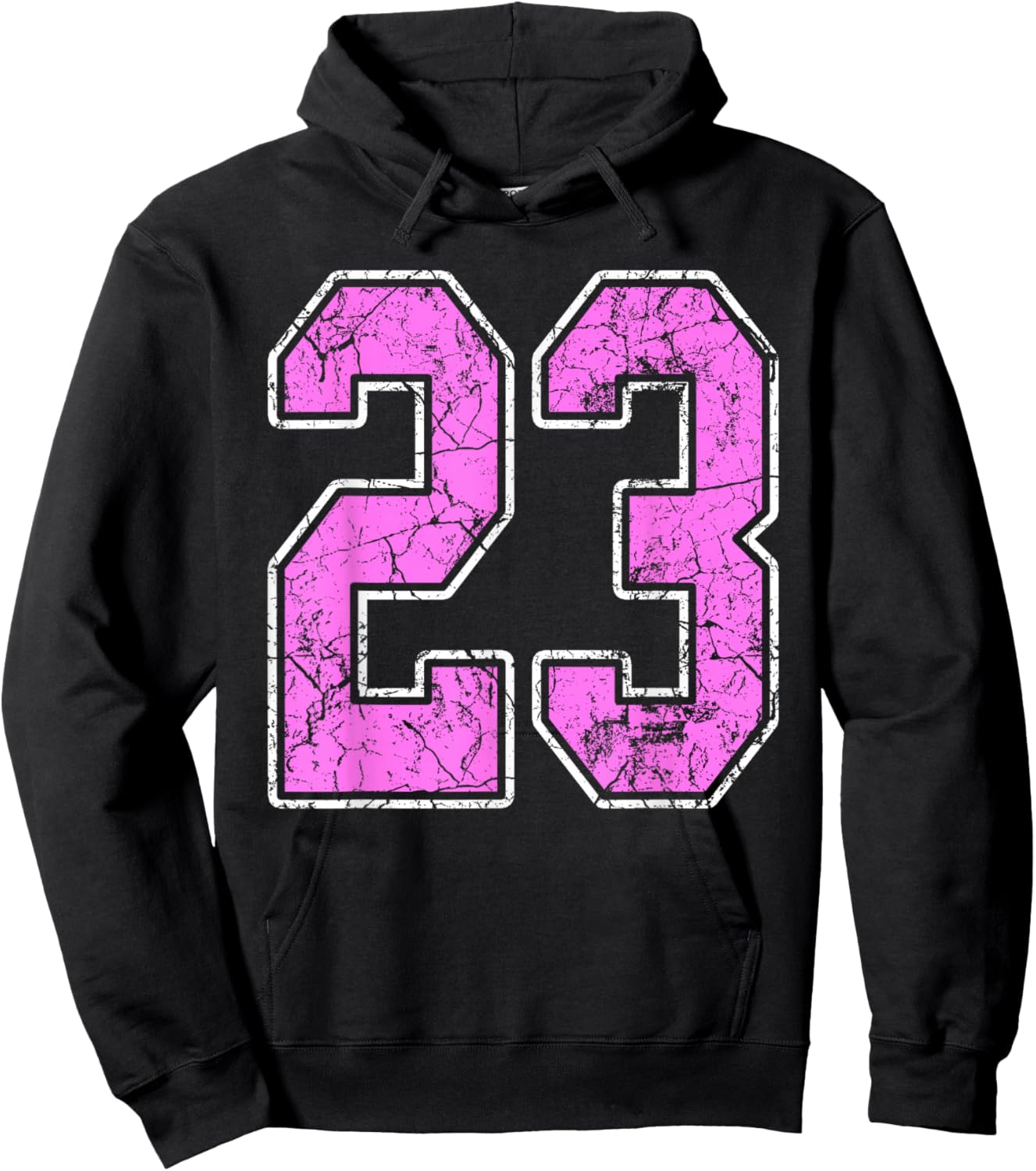 Grunge Pink and Pink Number 23 Jersey Player Uniform #23 Hoodie - Hoodie | Black