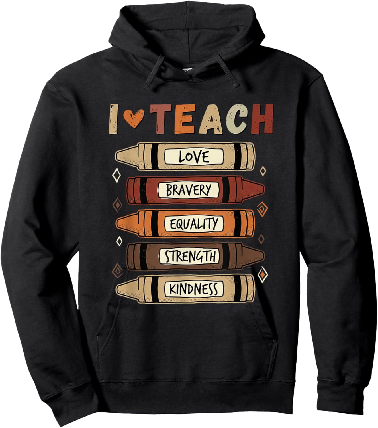 I Teach Black History Month Teacher Melanin Pride Crayons Hoodie - Hoodie | Black