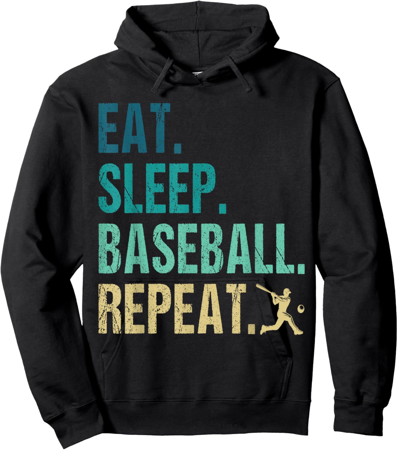 Eat Sleep Baseball Repeat Baseball Player Funny Baseball Hoodie - Hoodie | Black