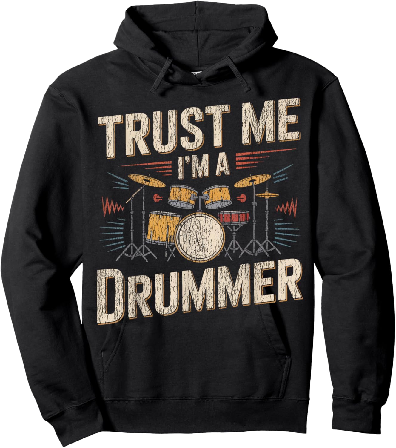 Drummer Drum Set Vintage Trust Me I'm A Drummer Hoodie - Hoodie | Black