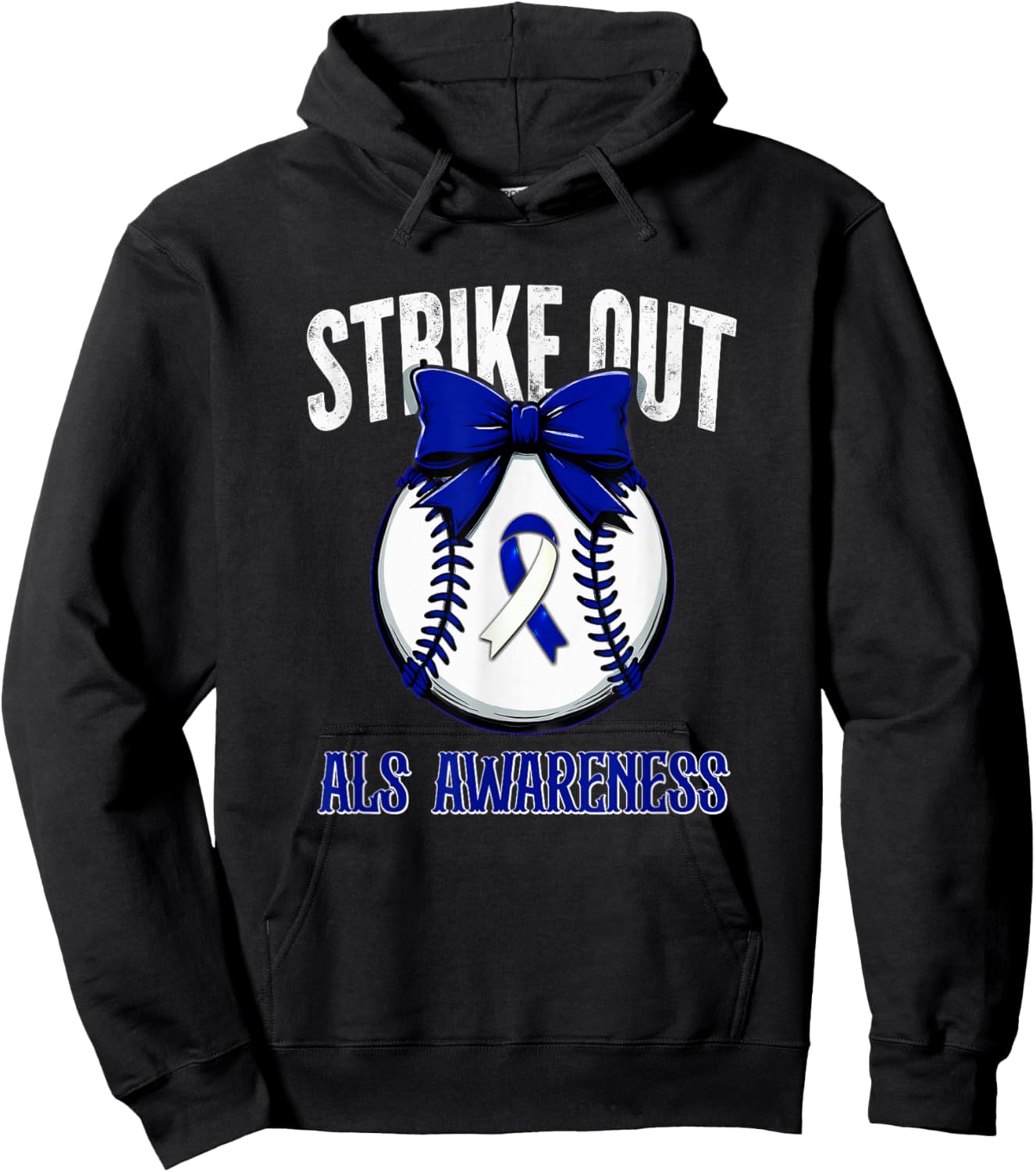 Retro Strike Out Baseball ALS Awareness Hoodie - Hoodie | Black
