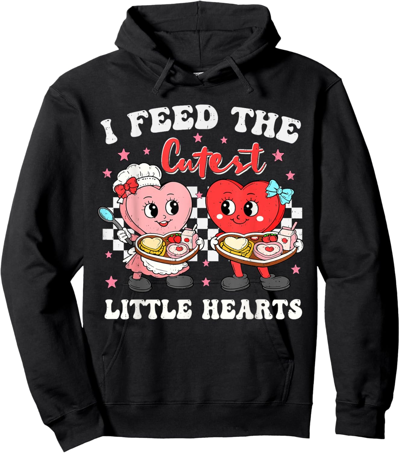 I Feed The Cutest Little Hearts Valentines Day Lunch Lady Hoodie - Hoodie | Black