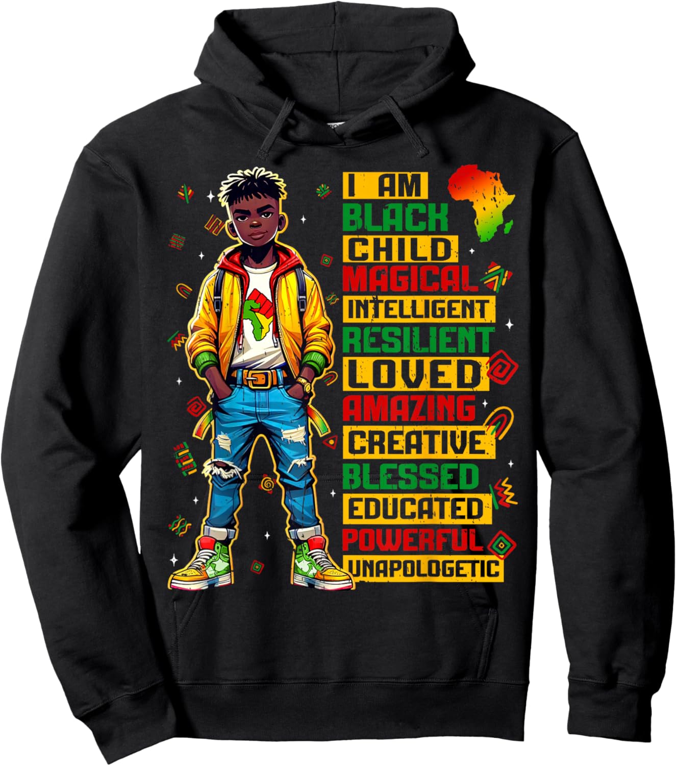 I Am The Strong African Boy Black History Month Boys Kids Hoodie - Hoodie | Black