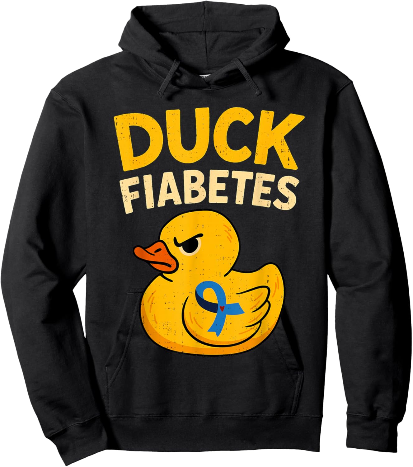 Duck Fiabetes Funny Type 1 Diabetes Awareness T1D Ribbon Hoodie - Hoodie | Black