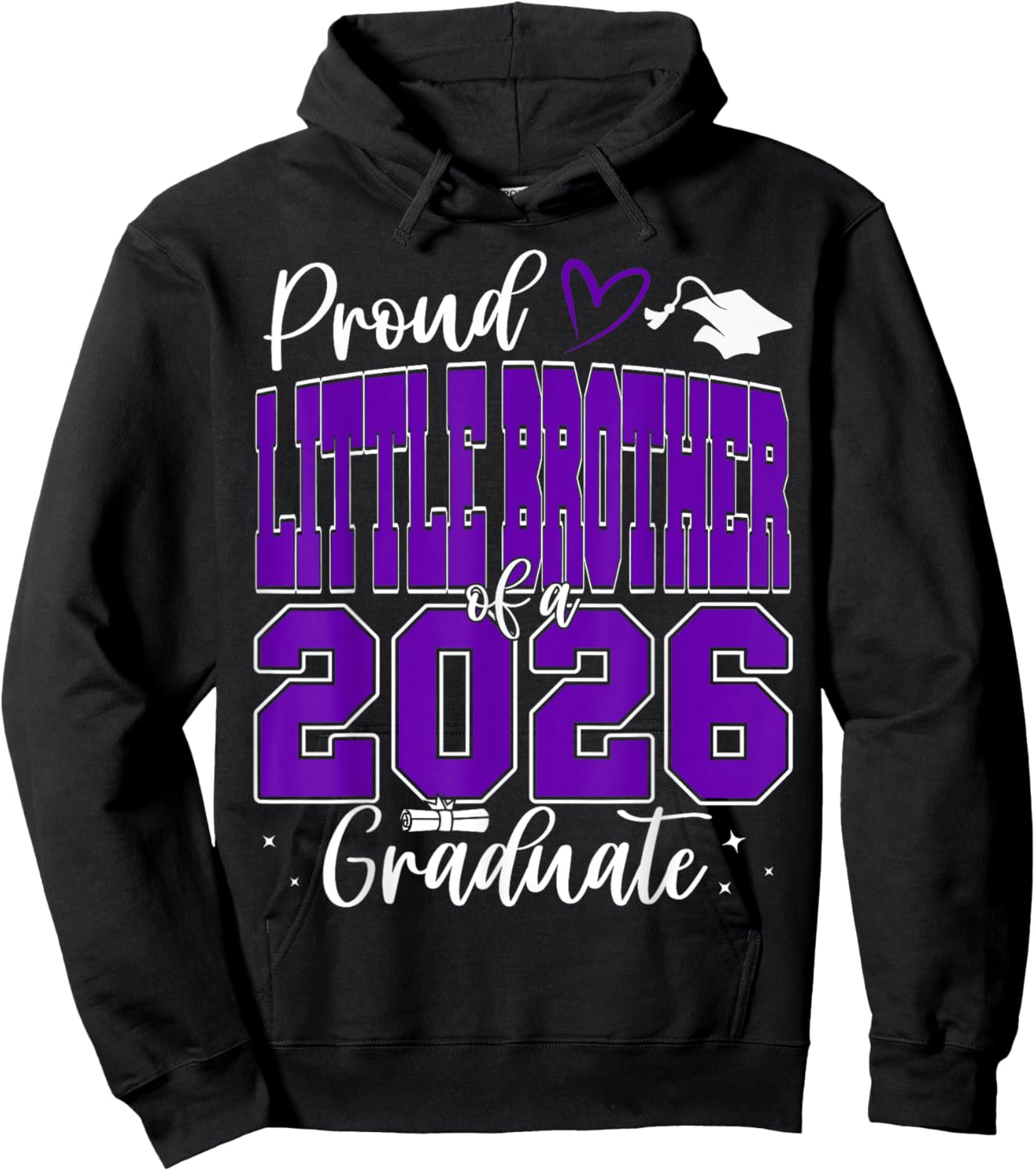 Proud Little Brother of a Class of 2026 Graduate Graduation Hoodie - Hoodie | Black