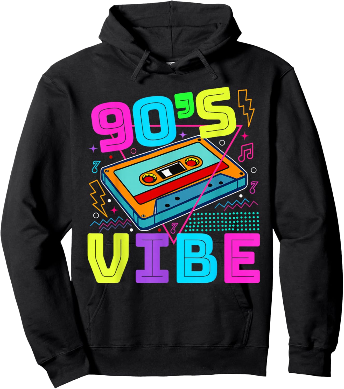 90's Vibe Retro Style Cassette Tape 1990s Nostalgic Vibes Hoodie - Hoodie | Black