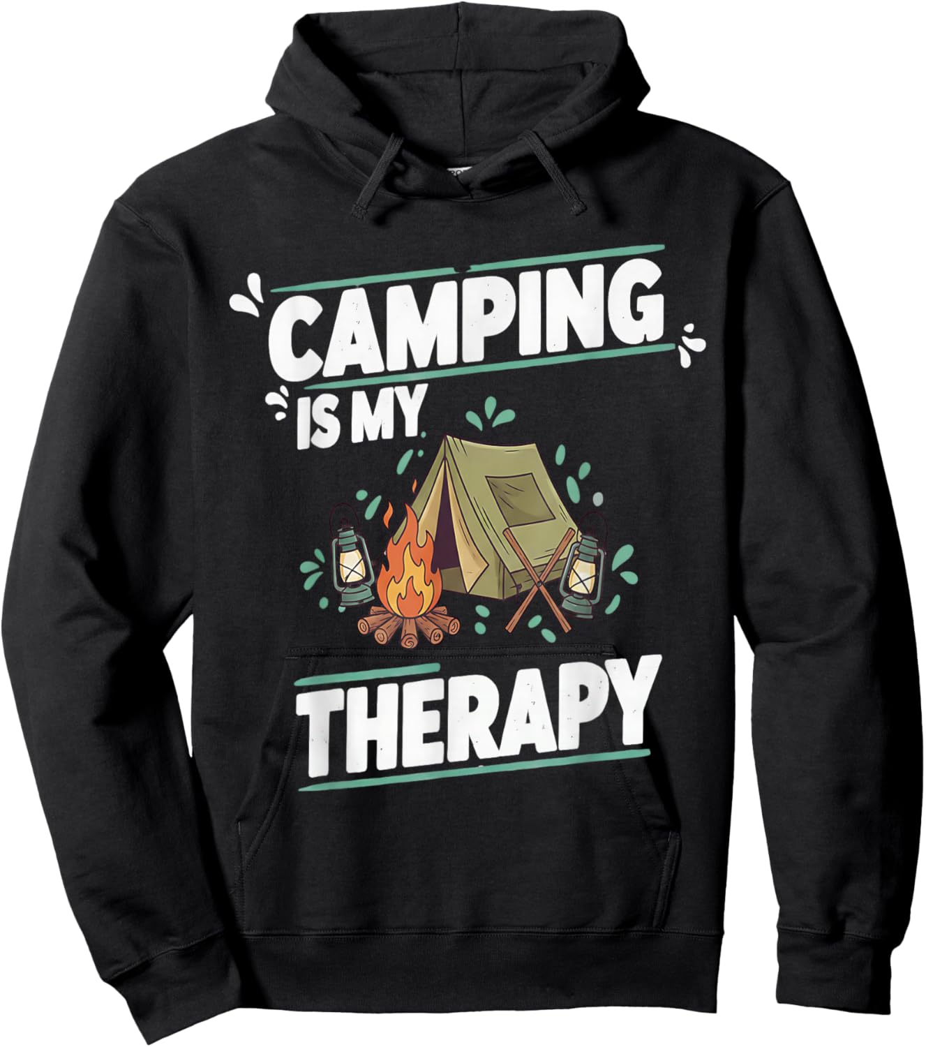 Camping is My Therapy for Great Outdoors and Tent Life Hoodie - Hoodie | Black