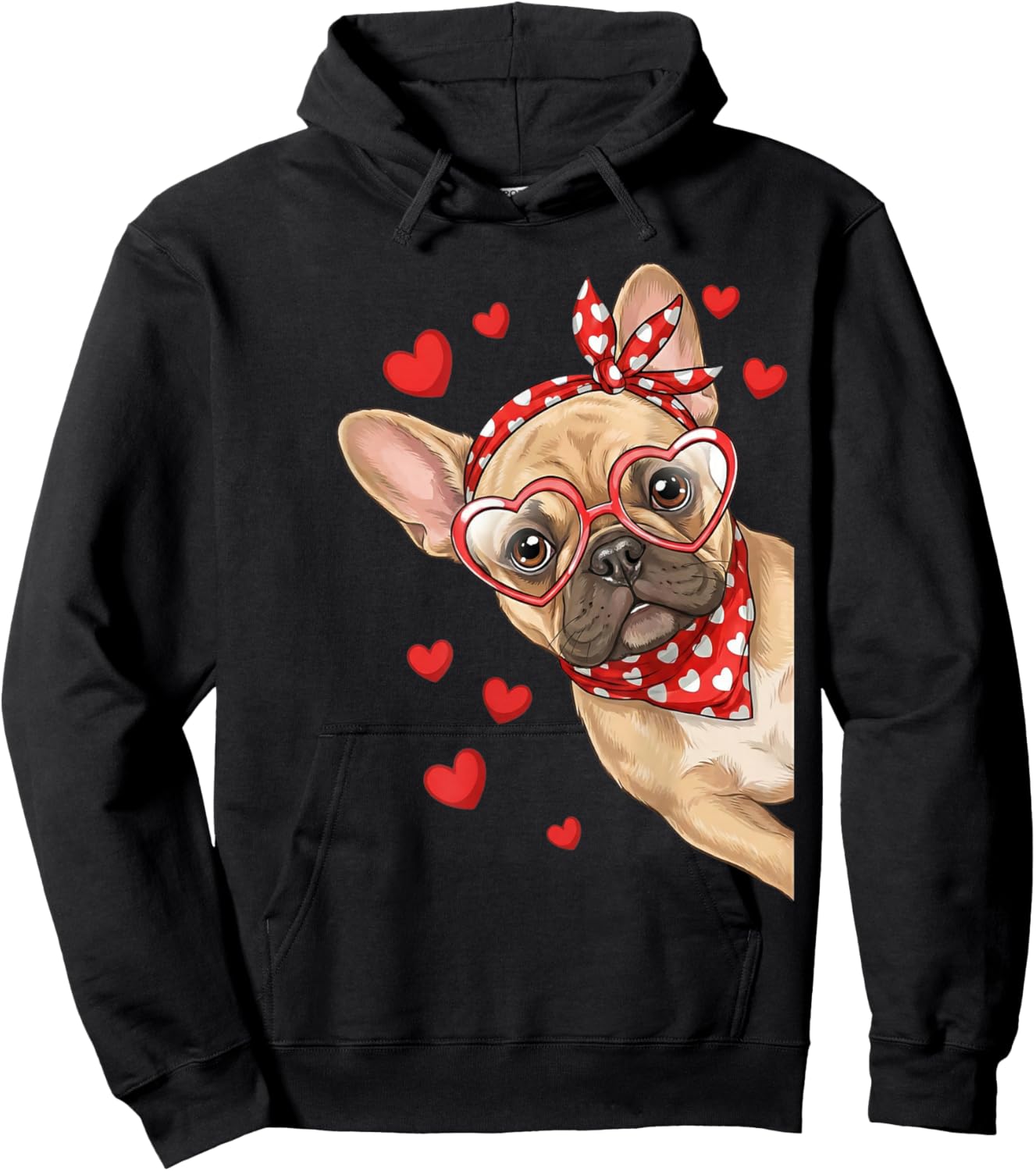 Cute French Bulldog Valentine Dog Mom Valentines Hoodie - Hoodie | Black