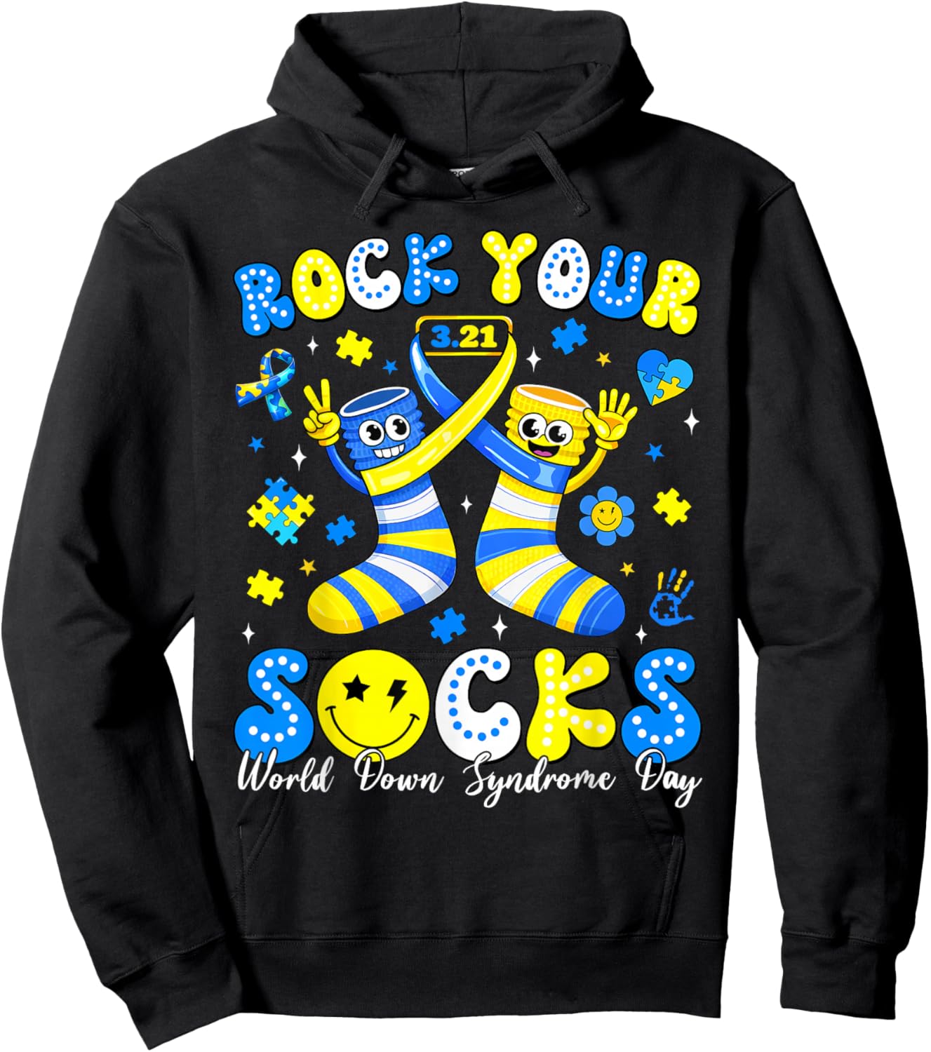 Rock Your Socks World Down Syndrome Awareness Day WDSD Kid Hoodie - Hoodie | Black